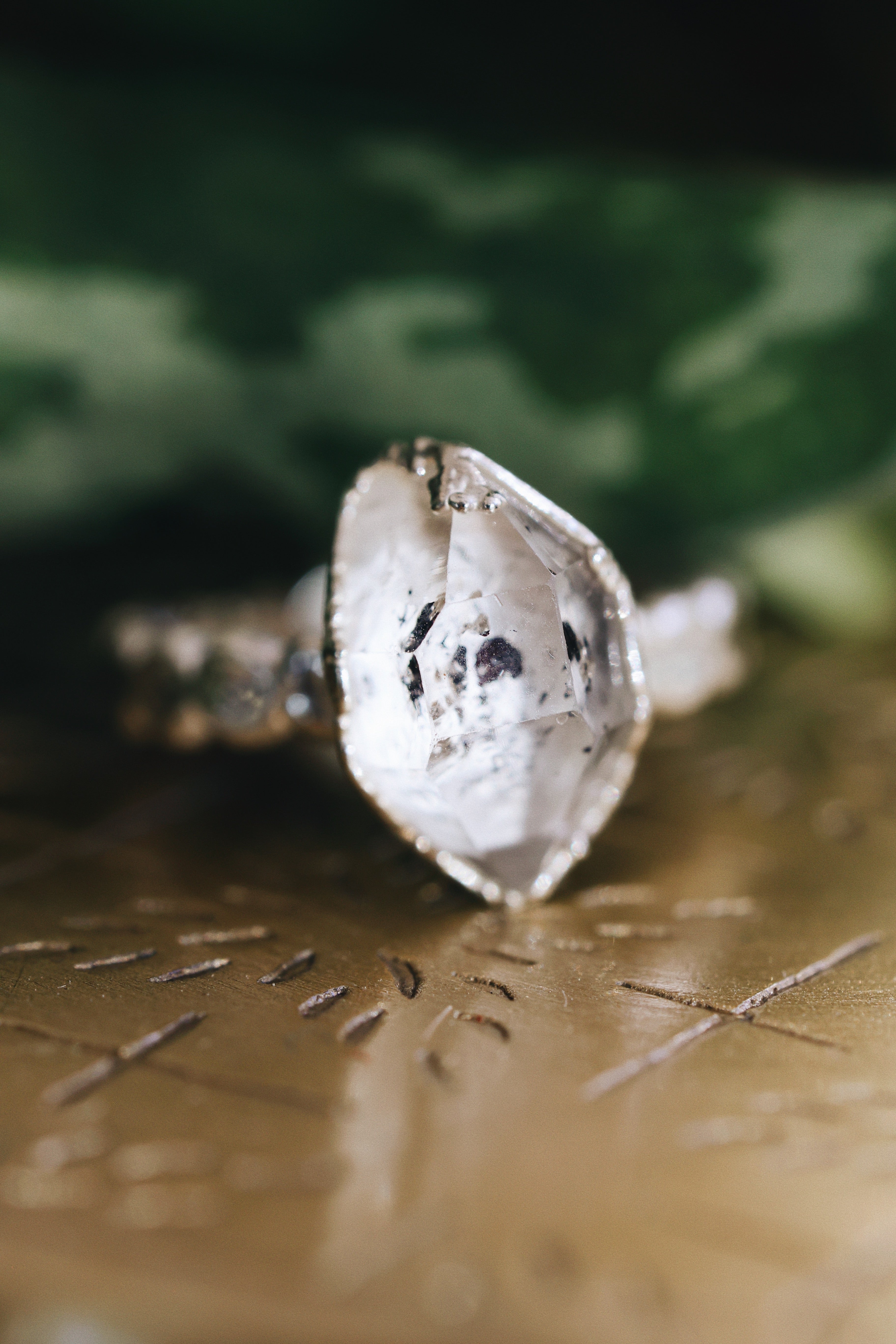 Handmade Single Stone Quartz Ring · Raw April Birthstone Jewelry
