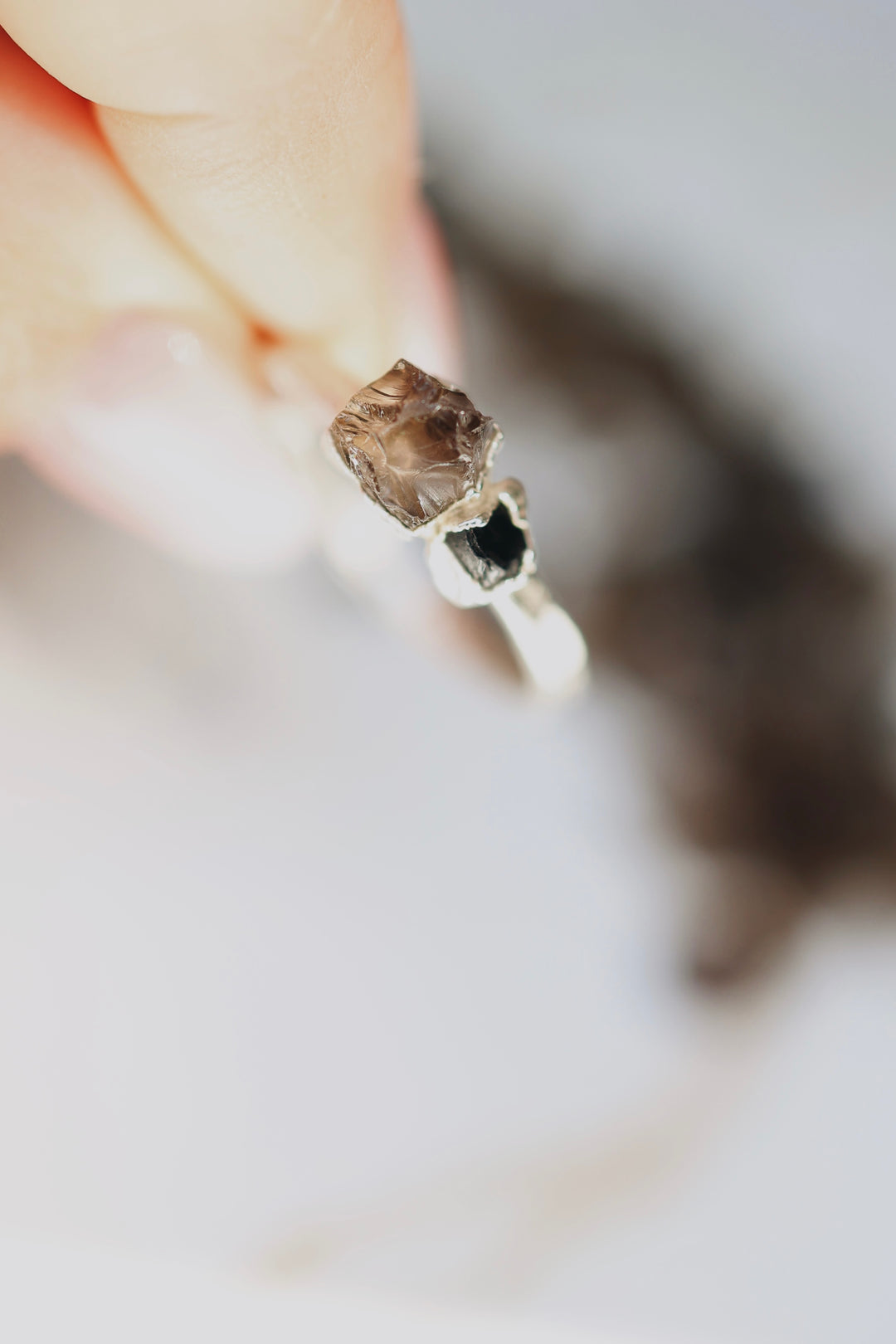 Smoky · Black Spinel and Smoky Quartz Ring