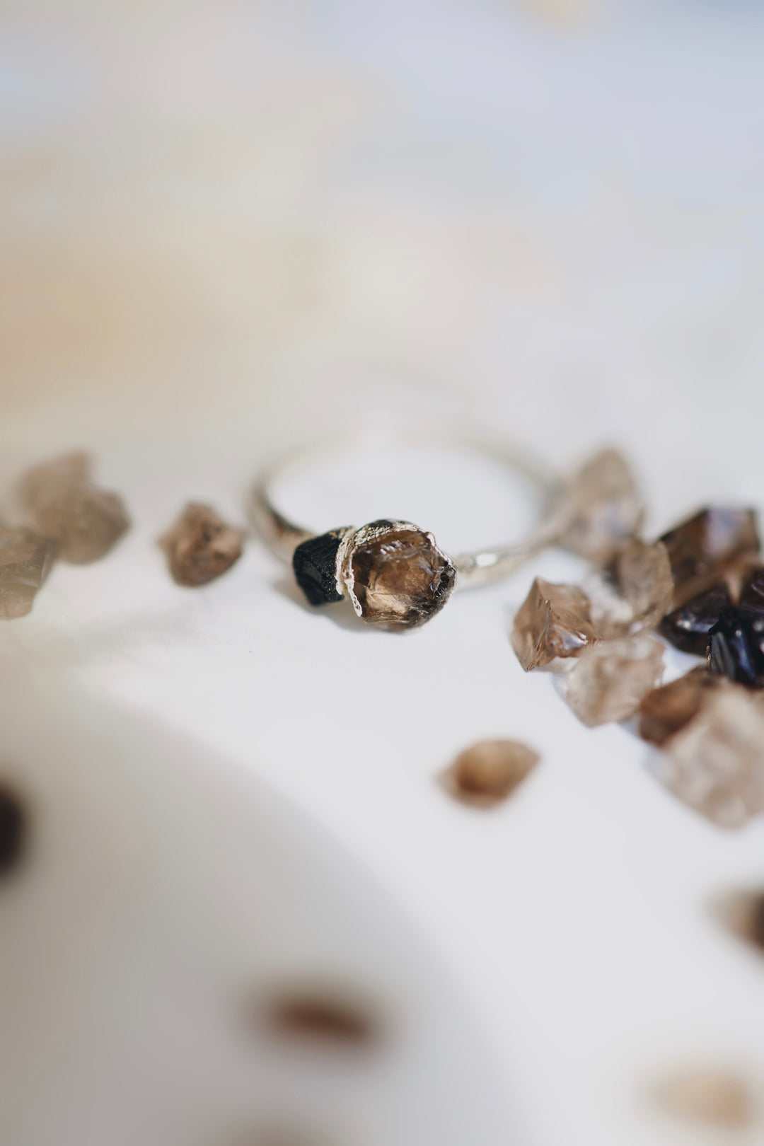 Smoky · Black Spinel and Smoky Quartz Ring