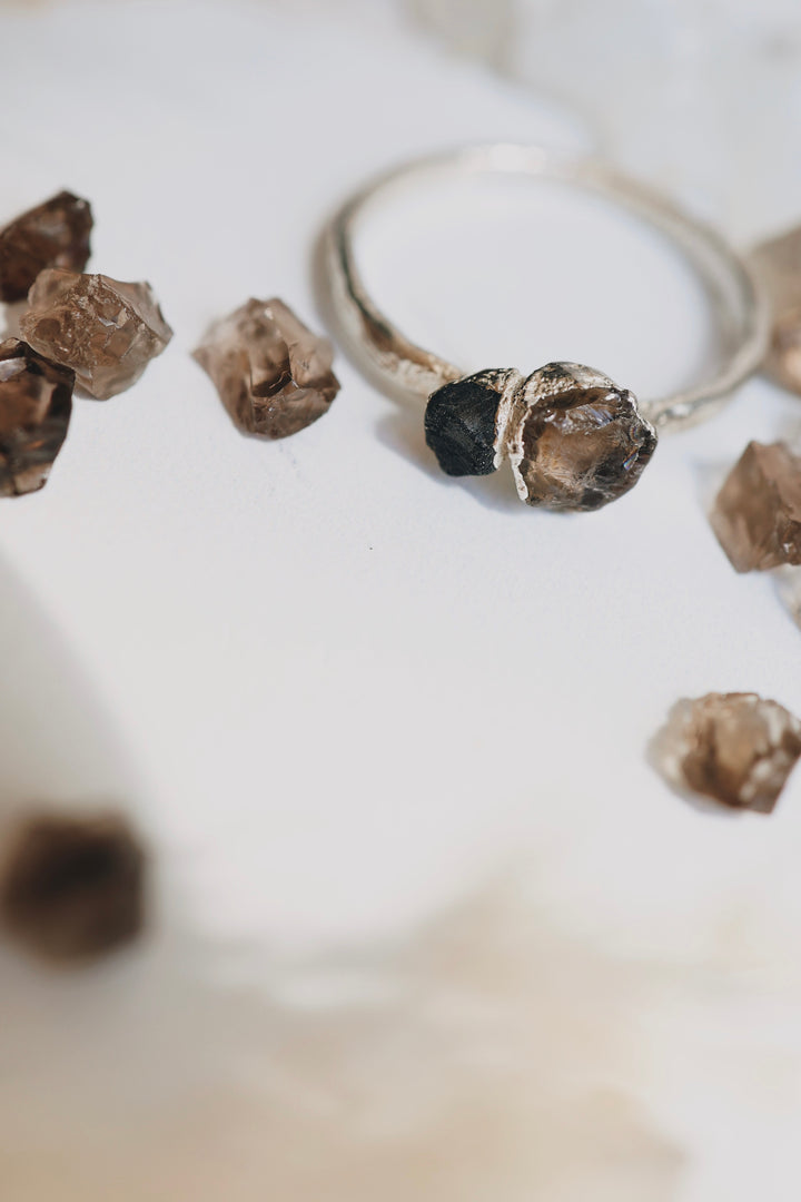 Smoky · Black Spinel and Smoky Quartz Ring