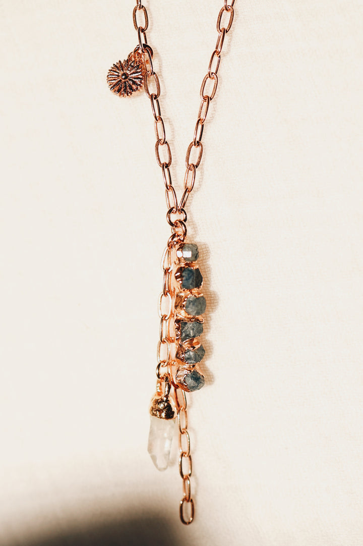 Cascade Necklace · Sapphire, Quartz, and Daisy (Limited Edition)