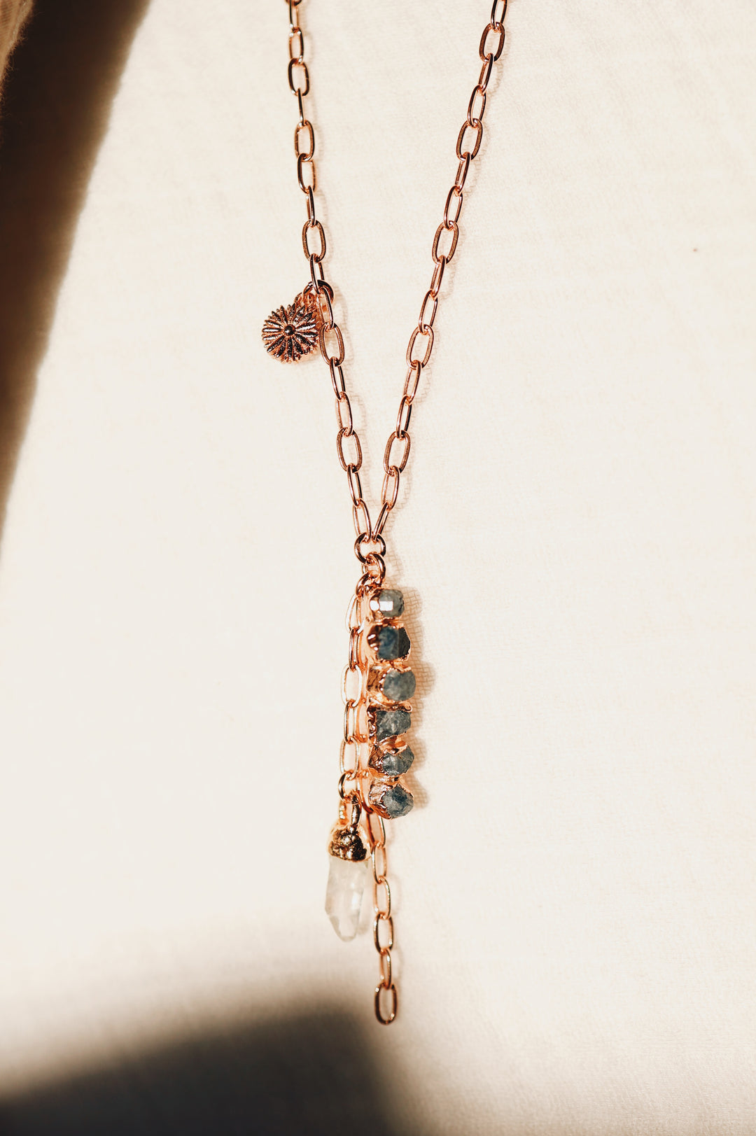 Cascade Necklace · Sapphire, Quartz, and Daisy (Limited Edition)