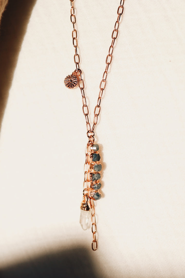Cascade Necklace · Sapphire, Quartz, and Daisy (Limited Edition)