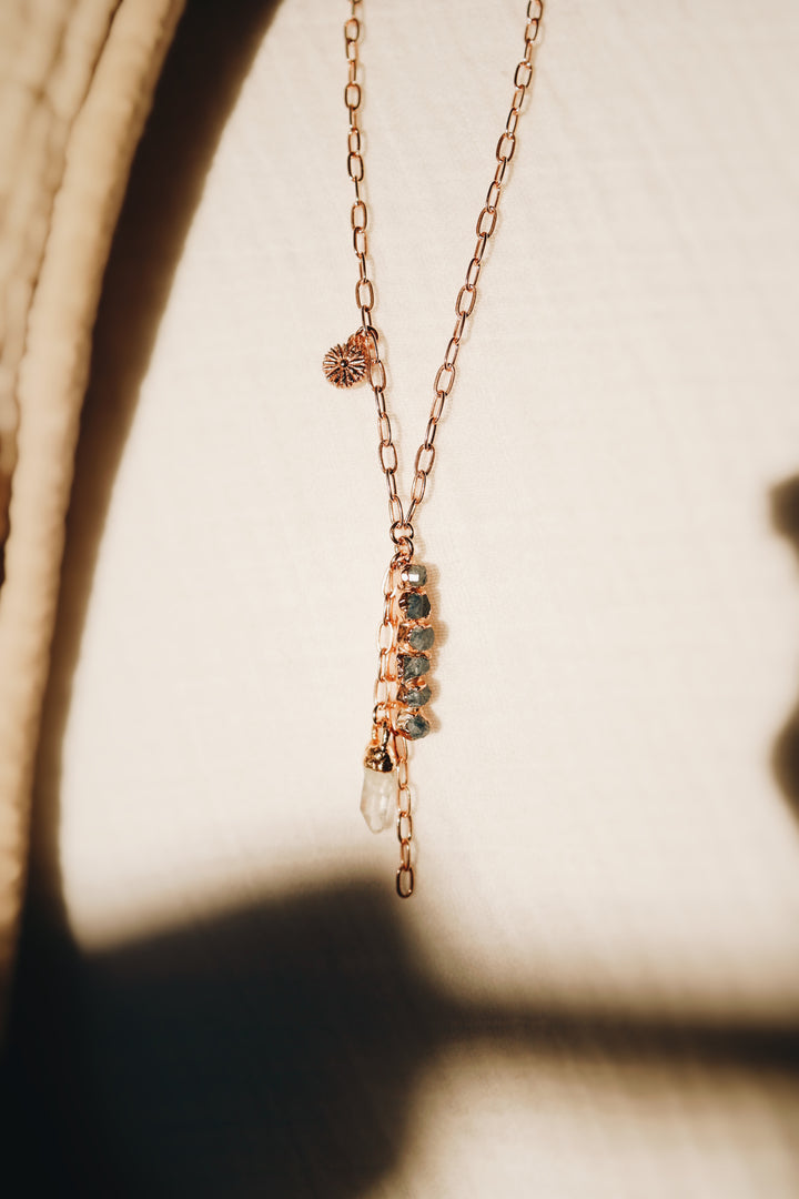 Cascade Necklace · Sapphire, Quartz, and Daisy (Limited Edition)