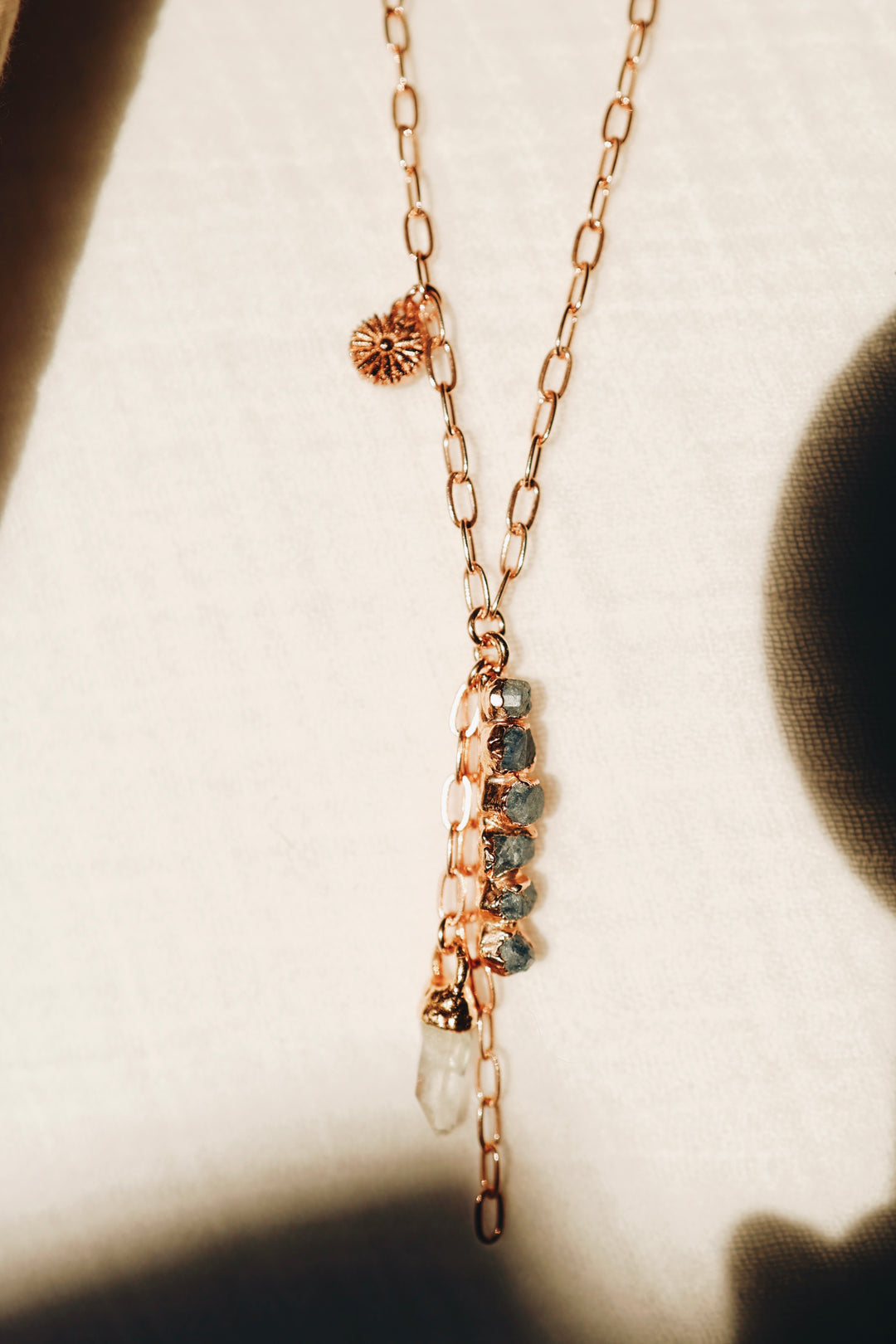 Cascade Necklace · Sapphire, Quartz, and Daisy (Limited Edition)