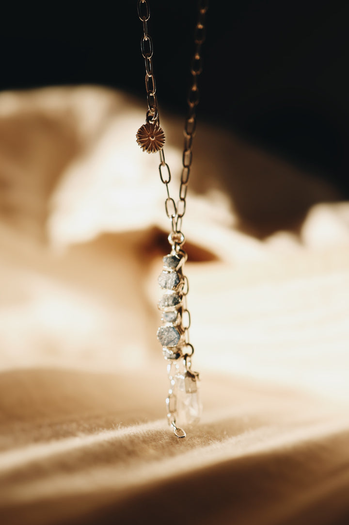 Cascade Necklace · Sapphire, Quartz, and Daisy (Limited Edition)