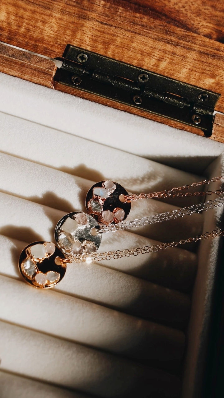 I am Loved Necklace · Rose Quartz, Moonstone, Diamond Quartz