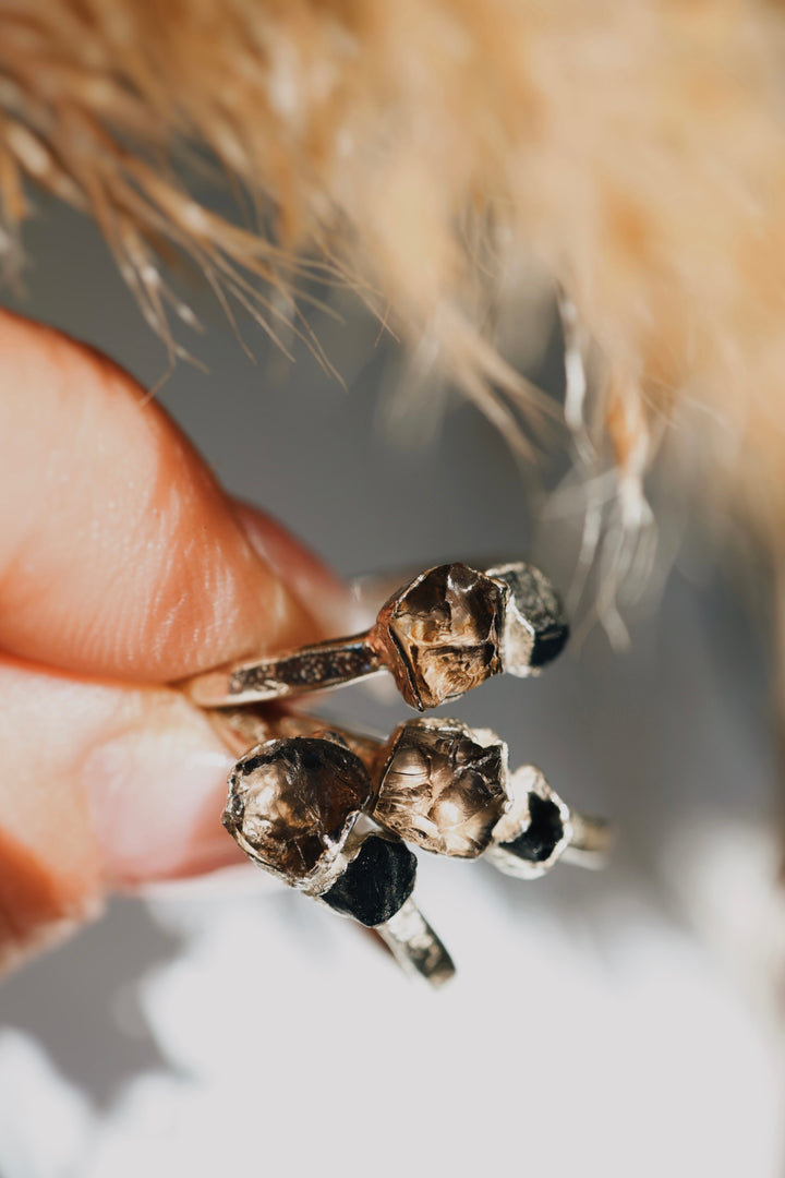 Smoky · Black Spinel and Smoky Quartz Ring