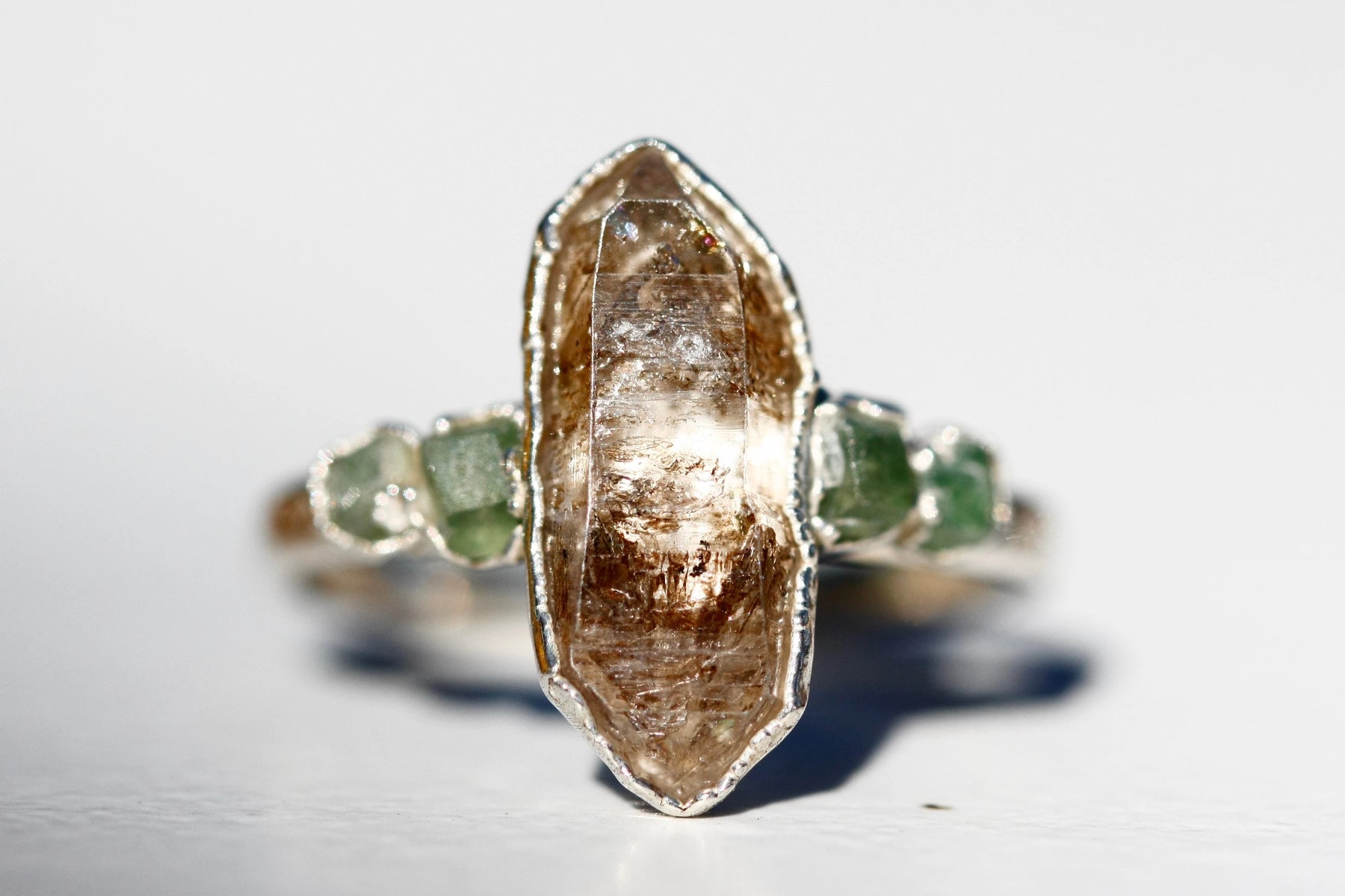 Raw Green Garnet and Smoky Quartz Band · April & January Birthstones ...