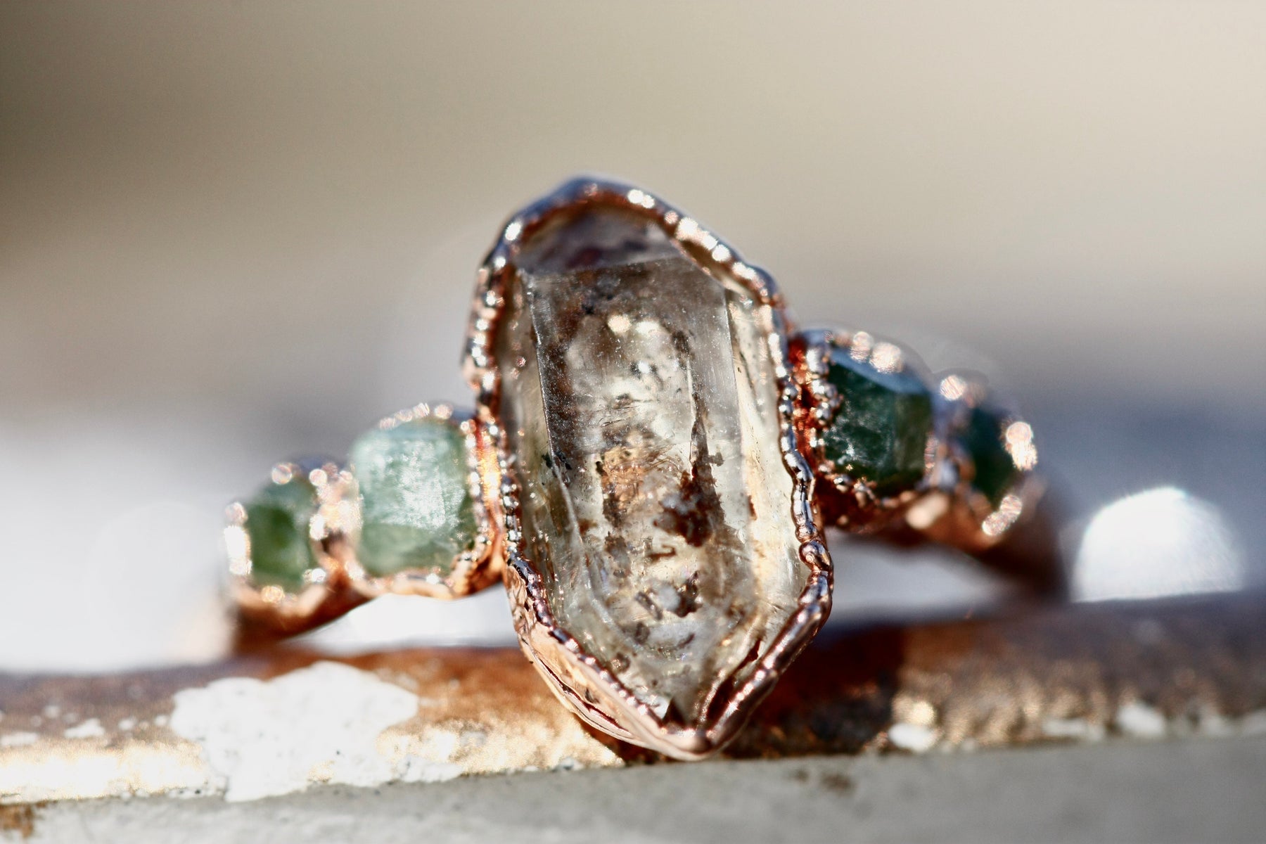 Raw Green Garnet and Smoky Quartz Band · April & January Birthstones ...