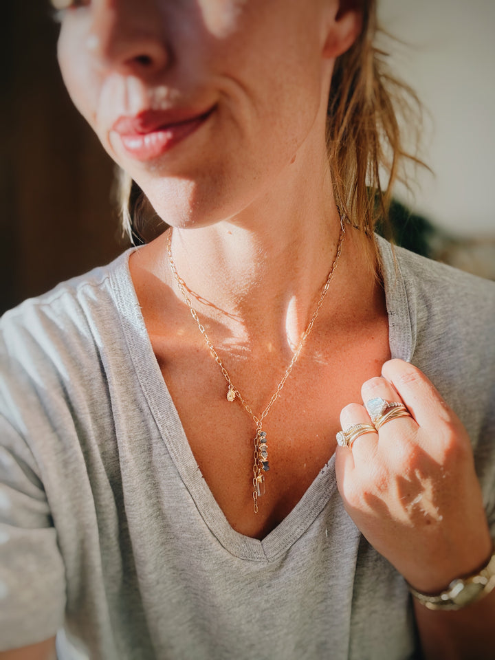 Cascade Necklace · Sapphire, Quartz, and Daisy (Limited Edition)