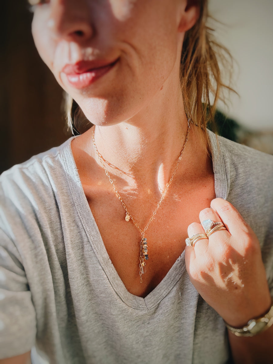 Cascade Necklace · Sapphire, Quartz, and Daisy (Limited Edition) - Little Sycamore