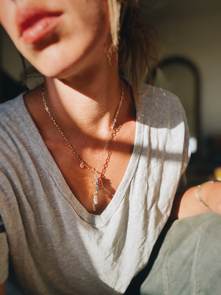 Cascade Necklace · Sapphire, Quartz, and Daisy (Limited Edition)