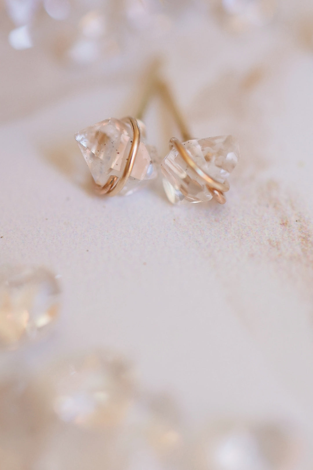 Wrapped Herkimer Diamond Earrings