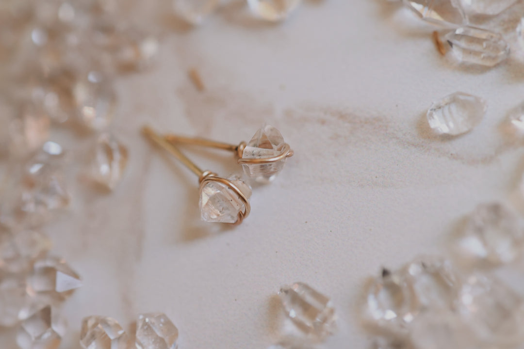 Wrapped Herkimer Diamond Earrings