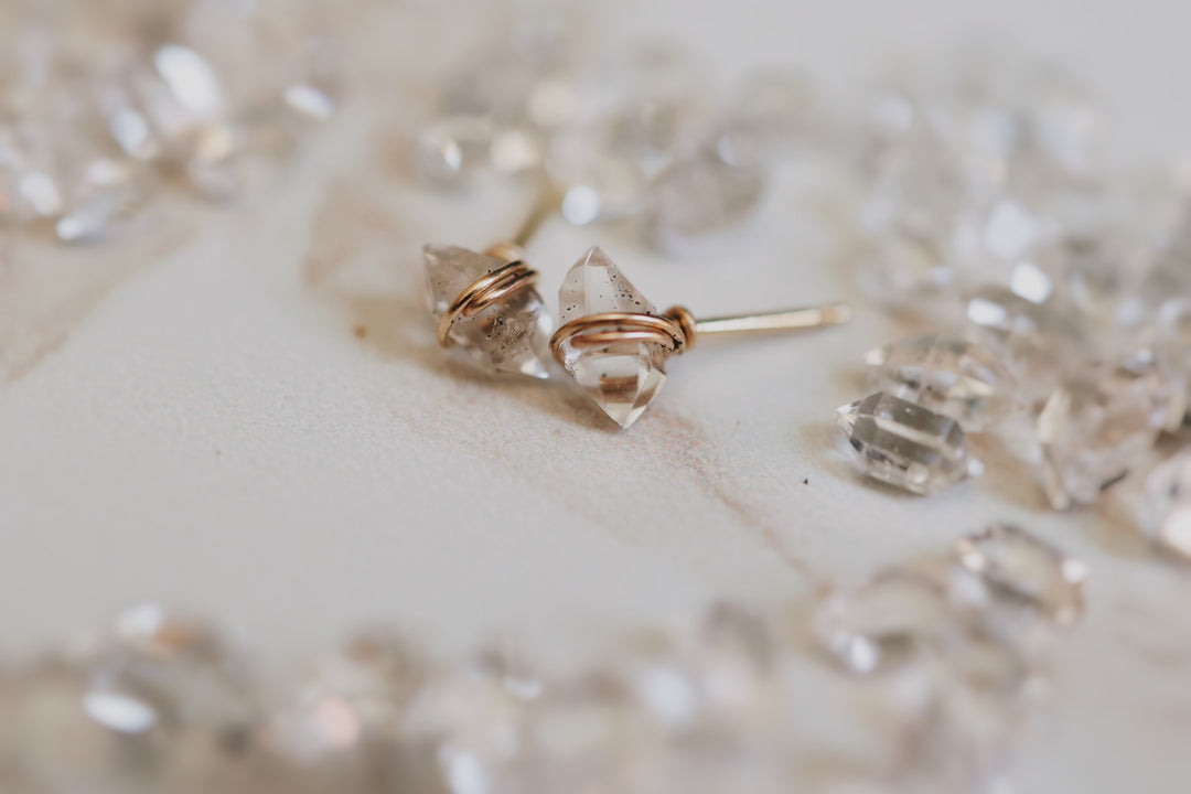 Wrapped Herkimer Diamond Earrings