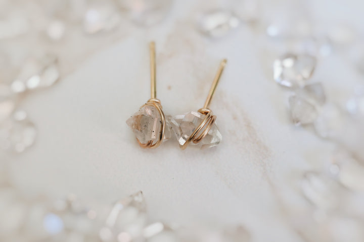 Wrapped Herkimer Diamond Earrings