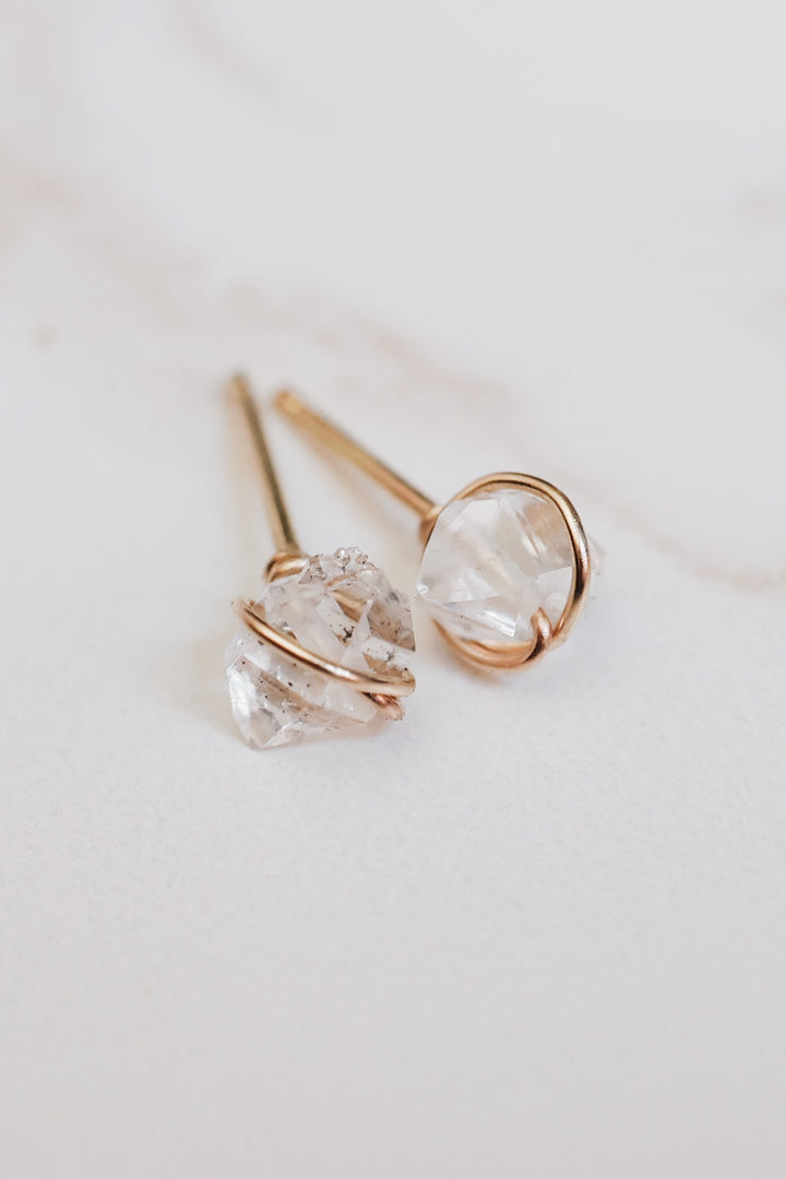 Wrapped Herkimer Diamond Earrings