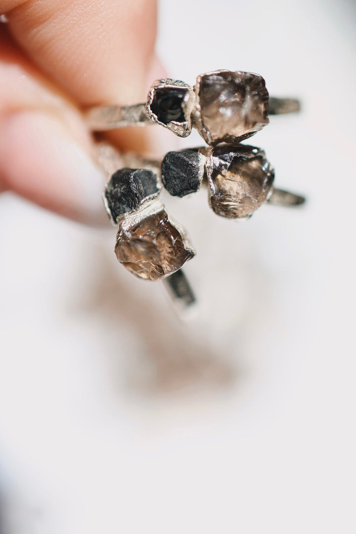 Smoky · Black Spinel and Smoky Quartz Ring