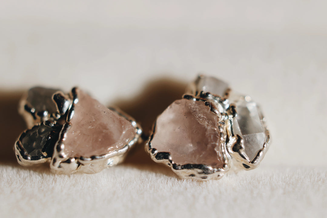 I Am Loved Earrings · Rose Quartz, Moonstone, Diamond Quartz · Earrings ·  Little Sycamore