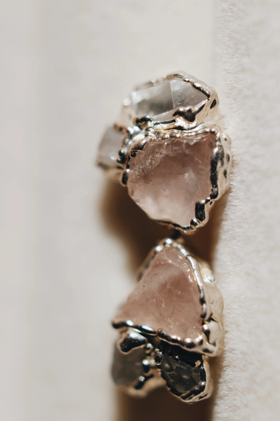 I Am Loved Earrings · Rose Quartz, Moonstone, Diamond Quartz · Earrings ·  Little Sycamore