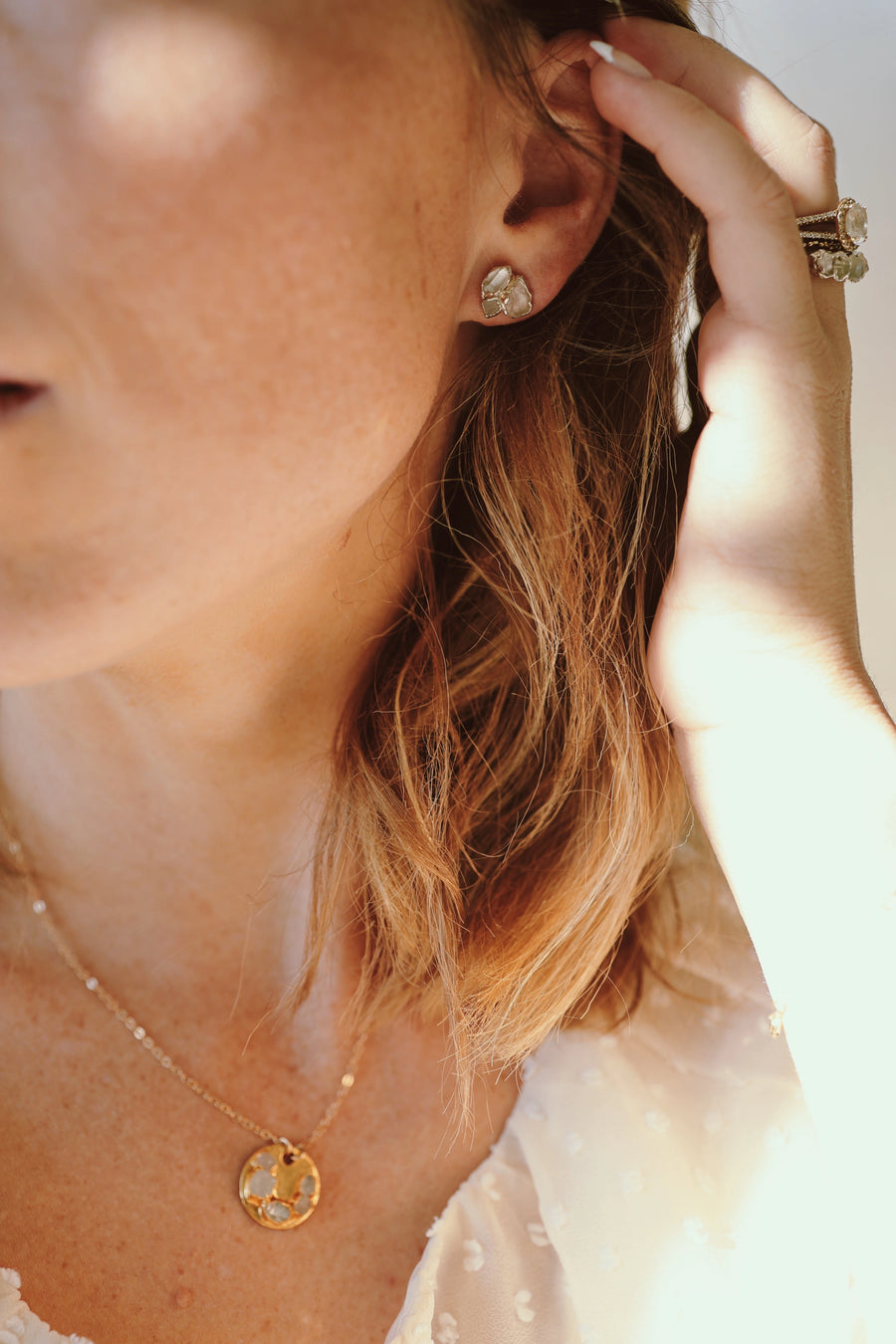 I Am Loved Earrings · Rose Quartz, Moonstone, Diamond Quartz · Earrings ·  Little Sycamore