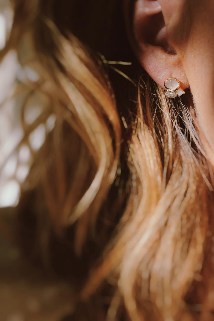 I Am Loved Earrings · Rose Quartz, Moonstone, Diamond Quartz · Earrings ·  Little Sycamore