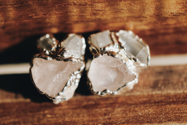 I Am Loved Earrings · Rose Quartz, Moonstone, Diamond Quartz · Earrings ·  Little Sycamore