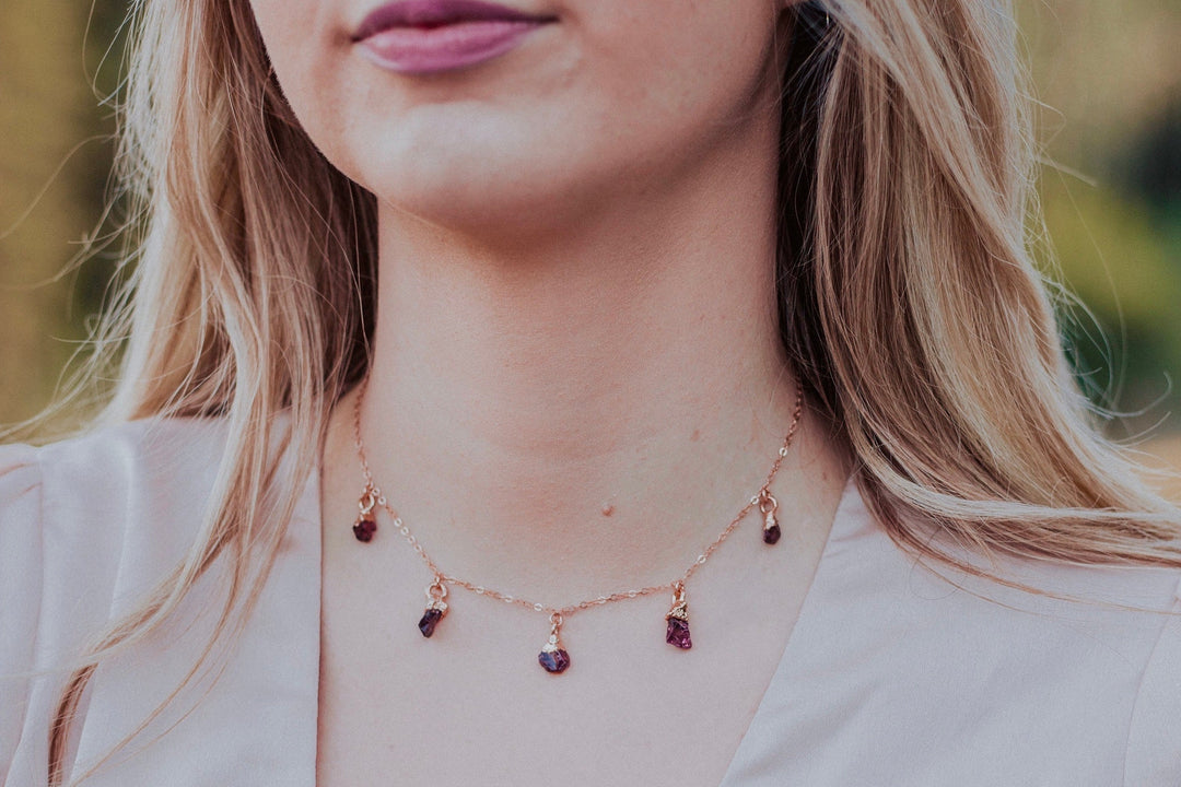 January Raindrops Necklace · Maroon Garnet · Necklaces ·  Little Sycamore