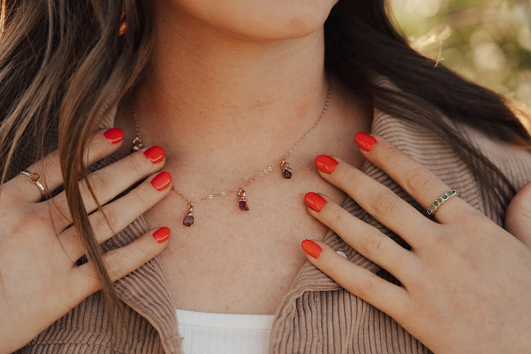 January Raindrops Necklace · Maroon Garnet · Necklaces ·  Little Sycamore