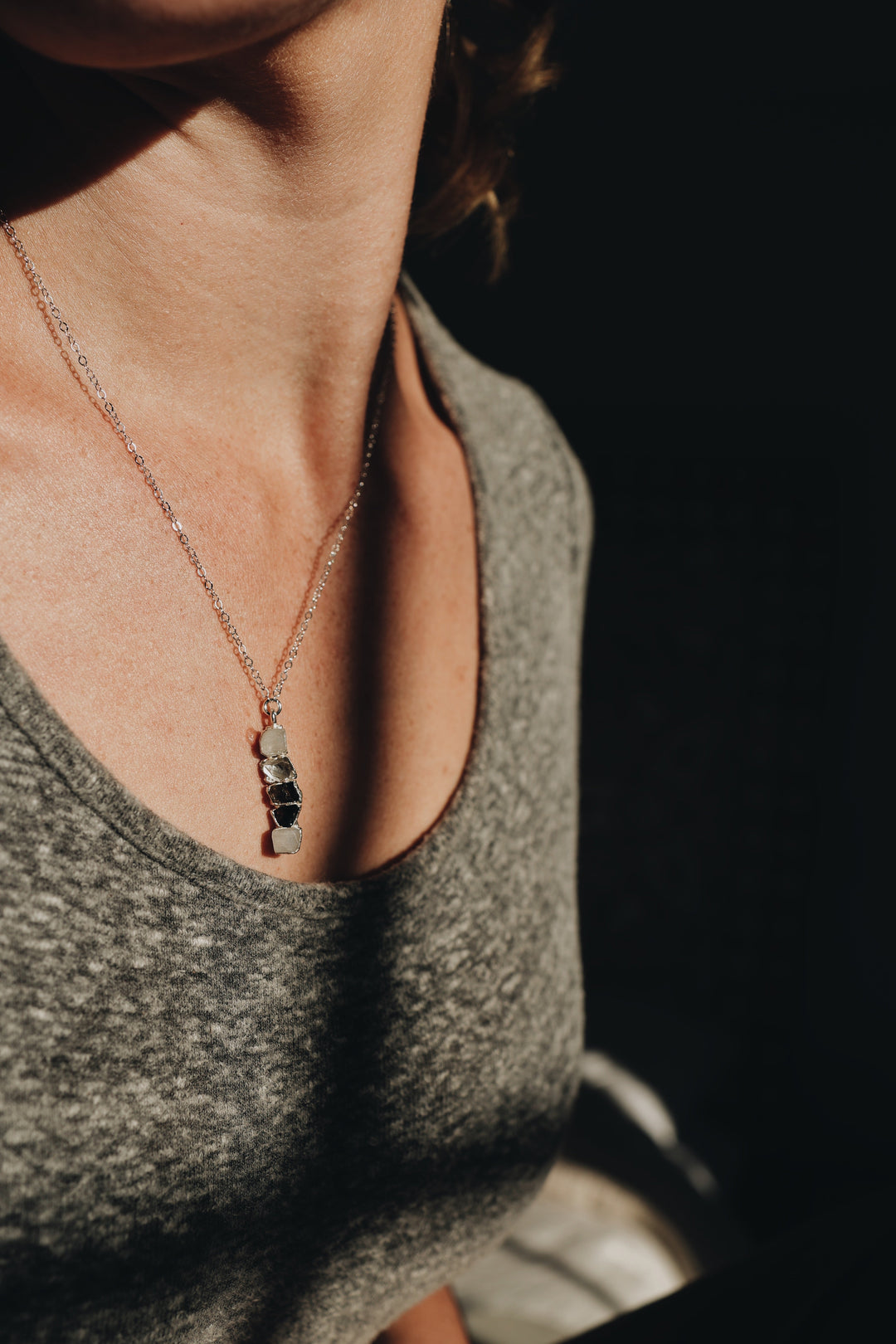 Lighthouse · Diamond Quartz, Moonstone, Smoky Quartz Necklace · Necklaces ·  Little Sycamore