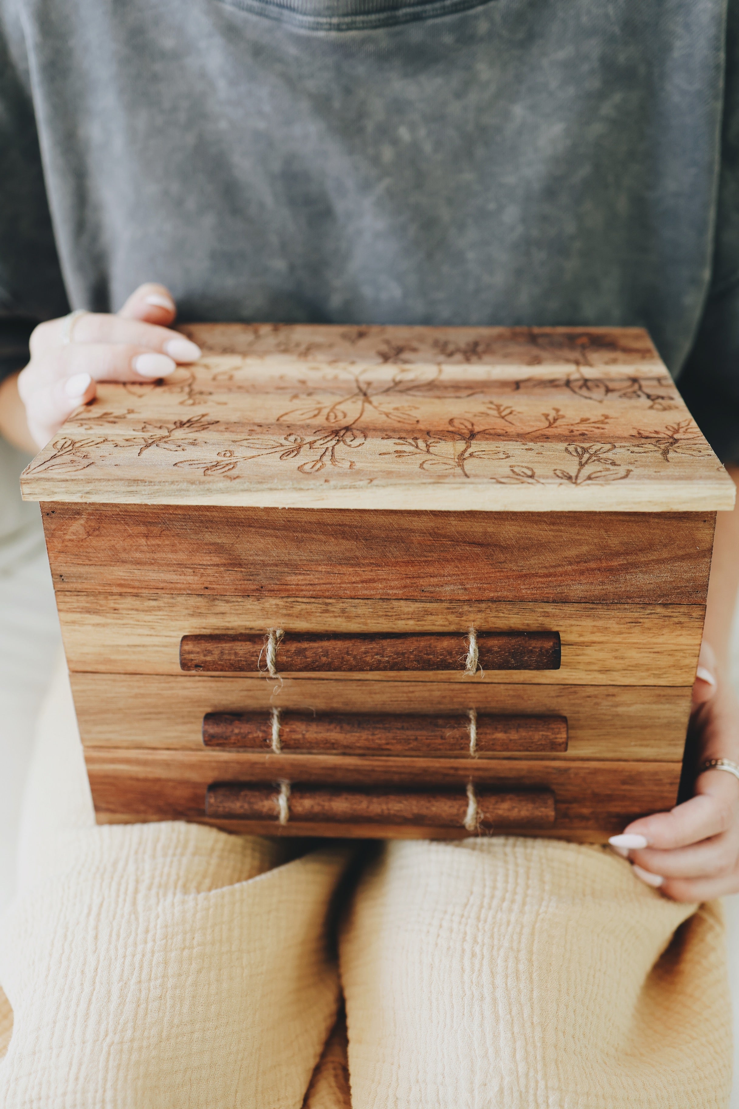 Jewelry Box – Handcrafted Acacia Wood With Multi-Level Storage