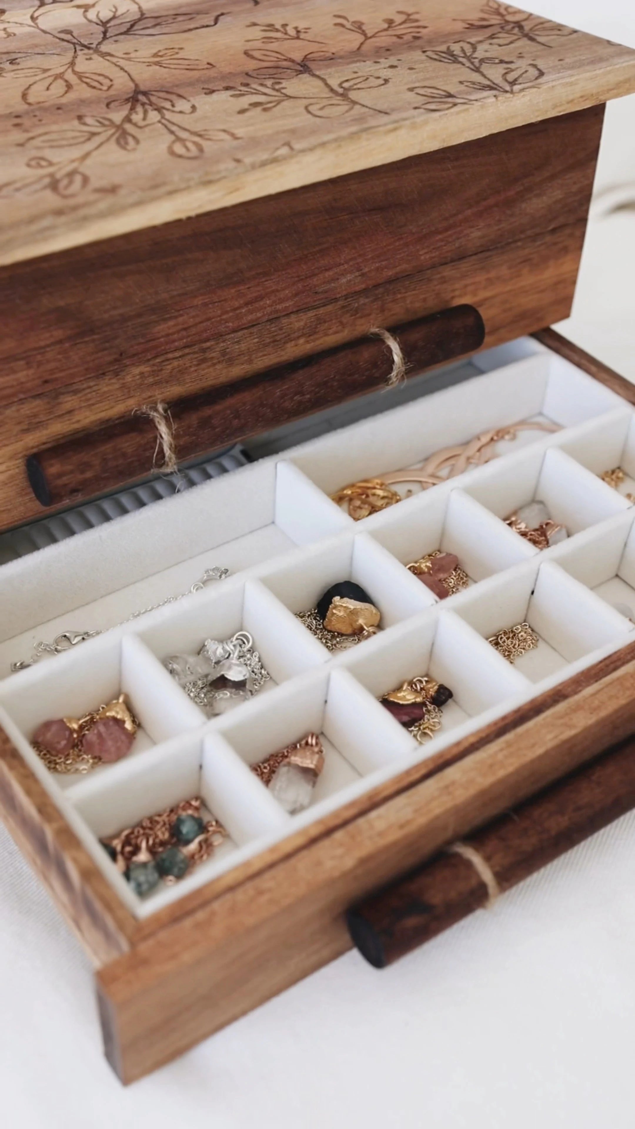 Jewelry Box – Handcrafted Acacia Wood With Multi-Level Storage