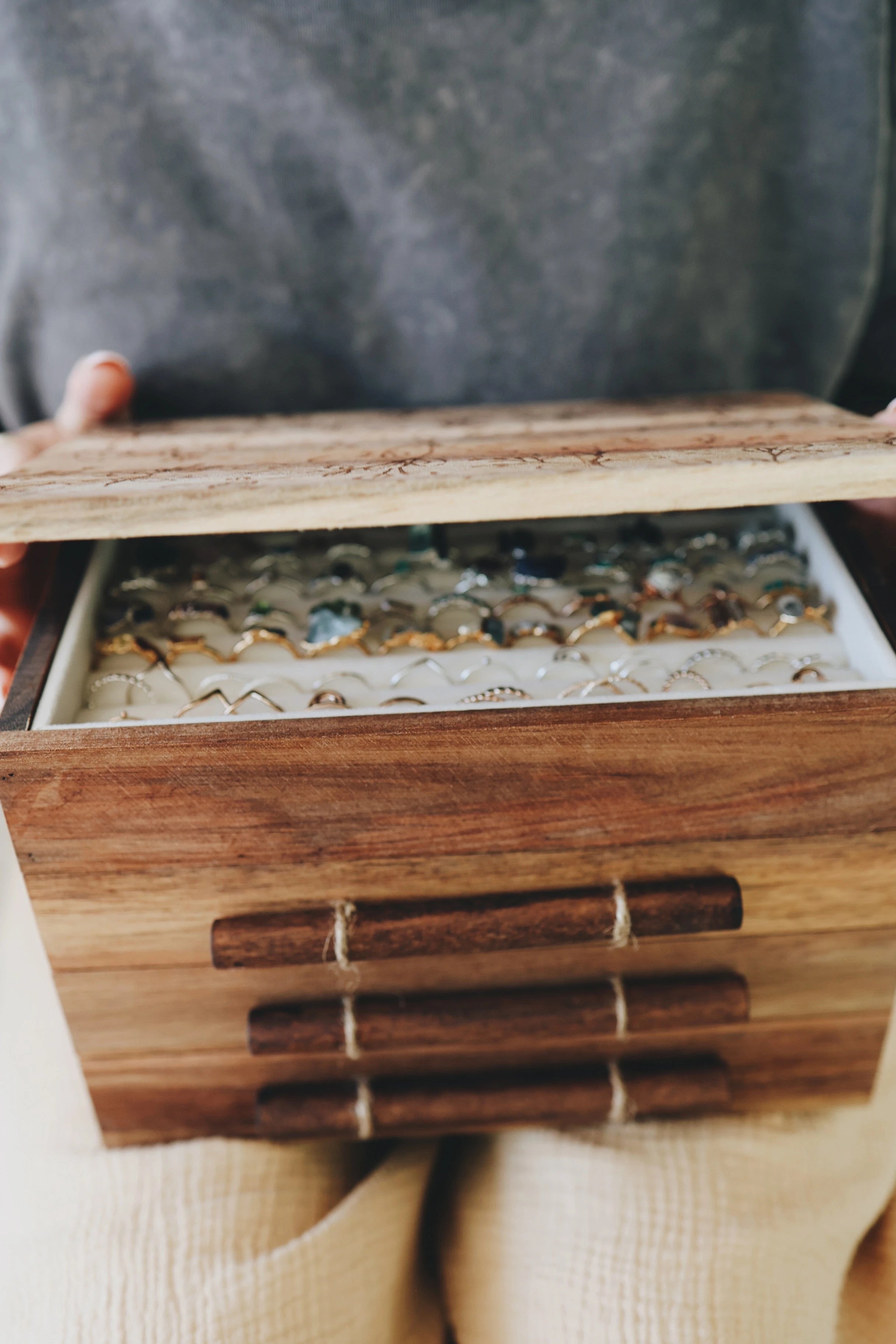 Jewelry Box – Handcrafted Acacia Wood With Multi-Level Storage