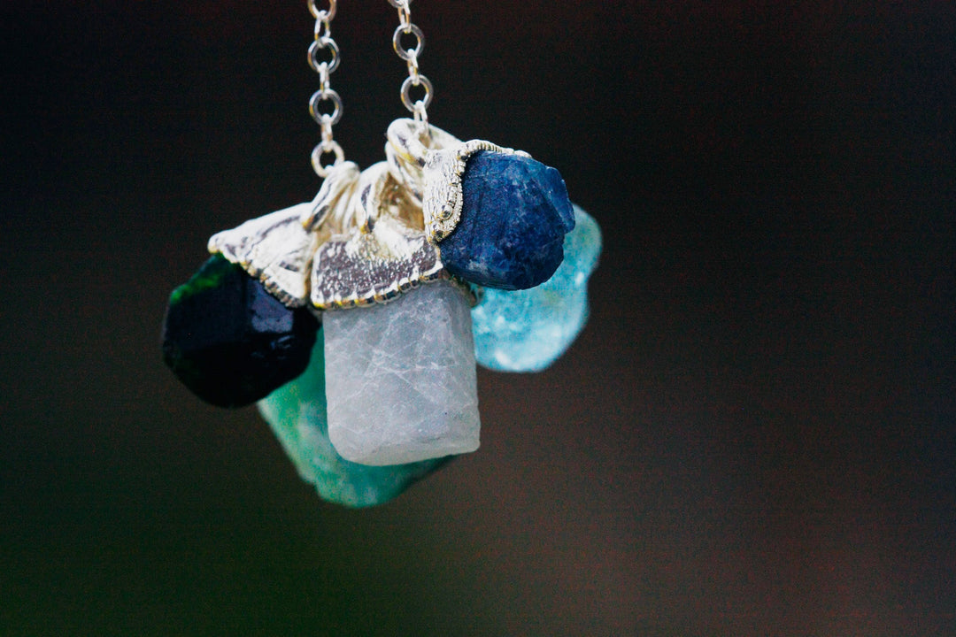 Mothers Charm Necklace · Customizable Raw Birthstone Jewelry