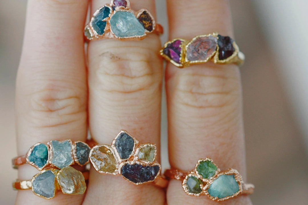 Mothers Ring · Customizable Raw Birthstone · Jewelry Family