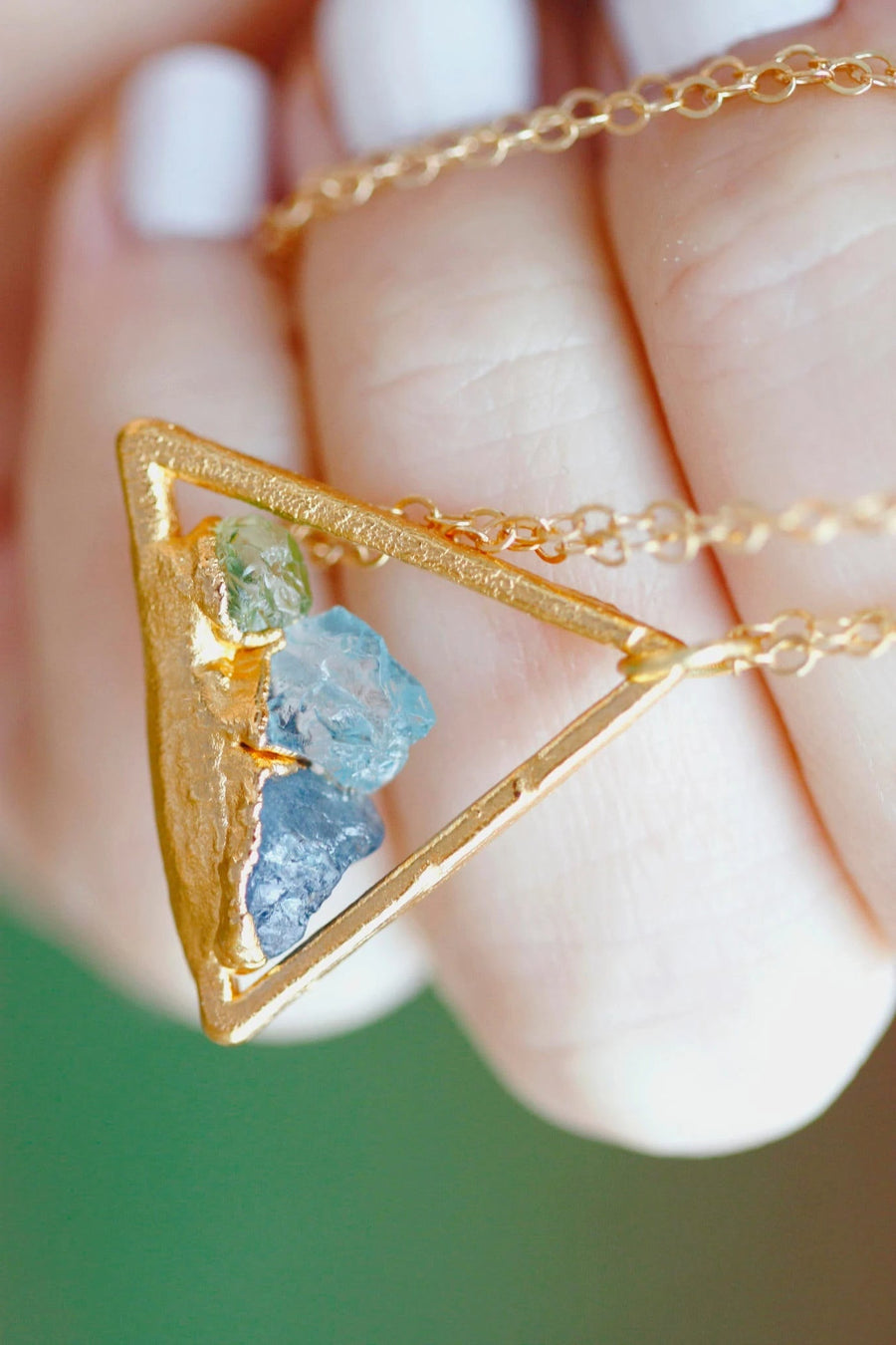 Mothers Triangle Necklace · Customizable · Custom Birthstone Pieces ·  Little Sycamore
