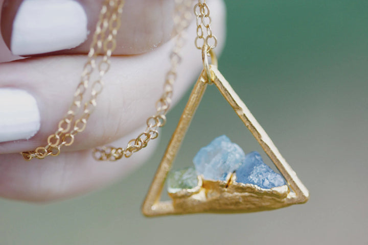 Mothers Triangle Necklace · Customizable · Custom Birthstone Pieces ·  Little Sycamore