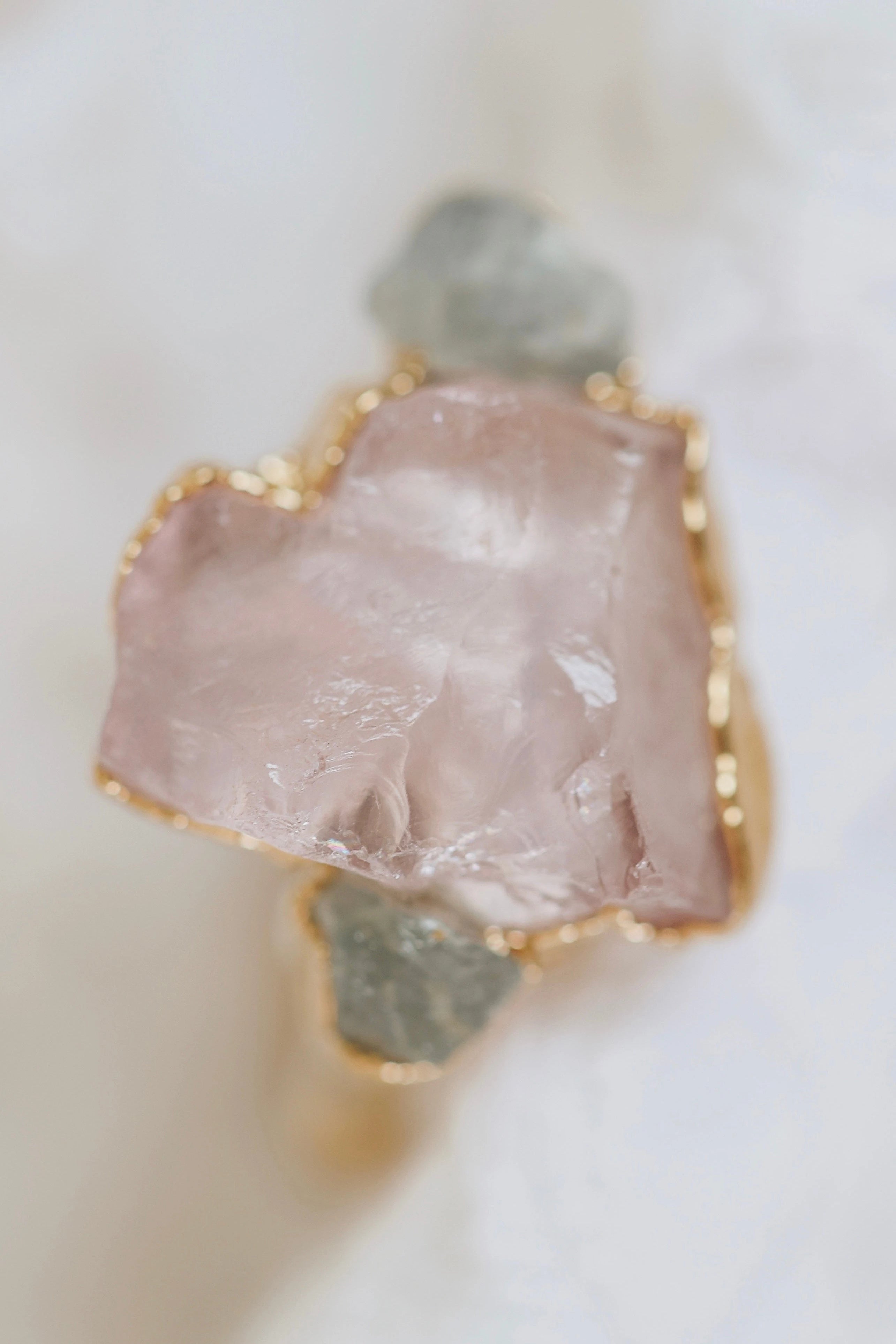 Unique September Birthstone Design · Raw Rose Quartz Sapphire Ring