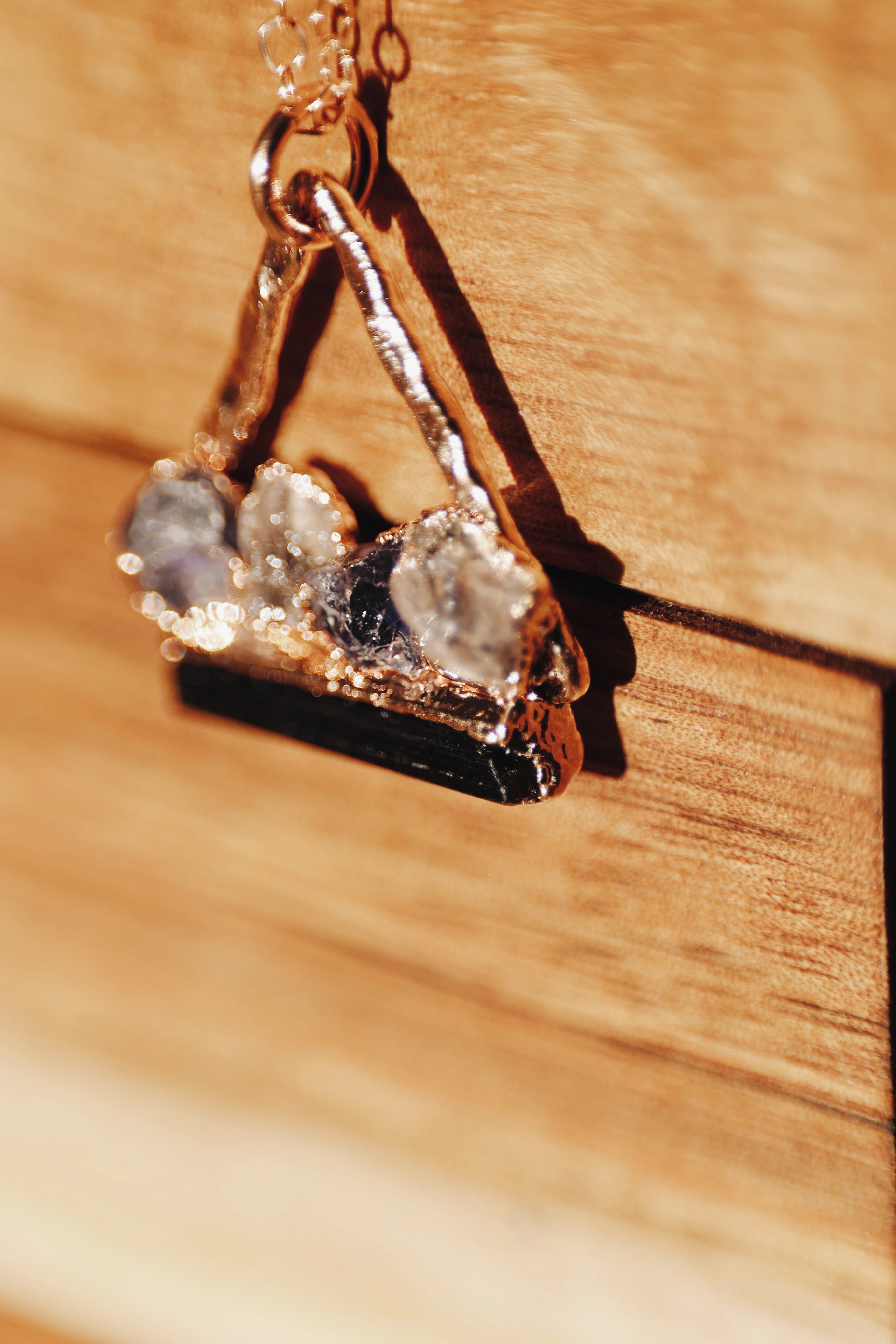 Unique Raw Gemstone Jewelry · Iolite and Tourmaline Necklace