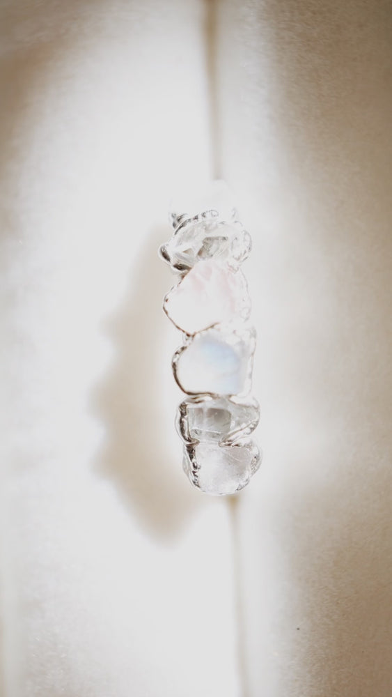 
                  
                    Load and play video in Gallery viewer, I Am Loved Ring • Rose Quartz, Moonstone, Diamond Quartz
                  
                