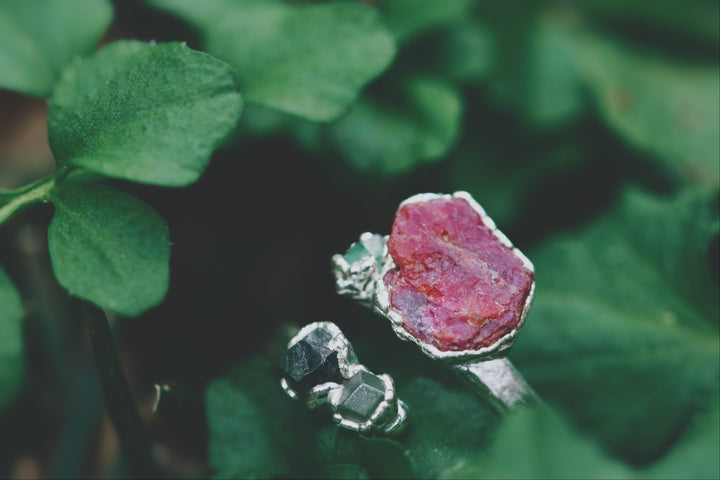 Rosebud · Ruby and Garnet Ring