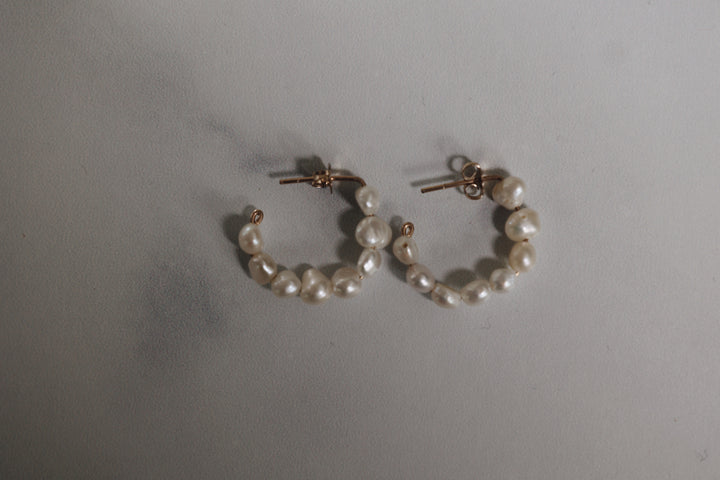 Natural Pearl Hoop Earrings