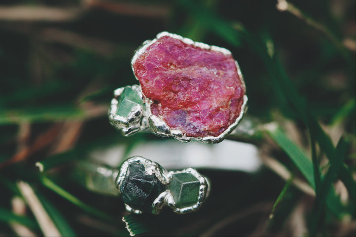 Rosebud · Ruby and Garnet Ring