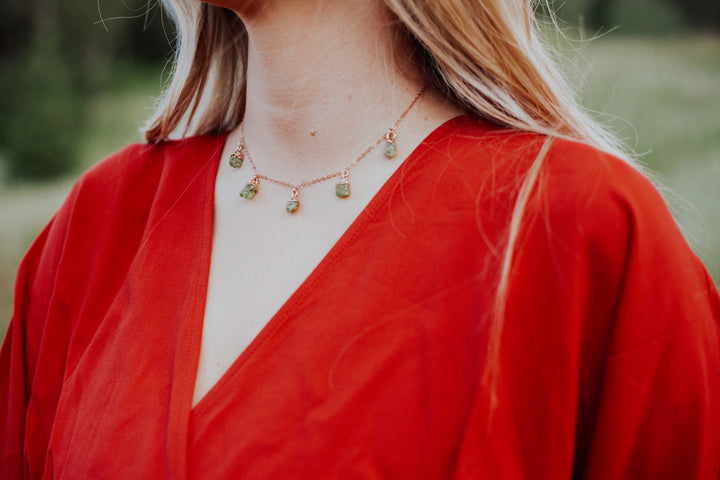 August Raindrops Necklace // Peridot in Rose Gold, Gold, or Silver - Little Sycamore