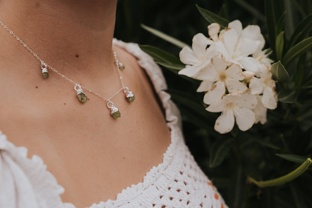 
                  
                    August Raindrops Necklace • Peridot
                  
                