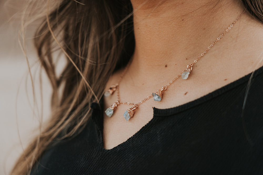 March Raindrops Necklace • Aquamarine