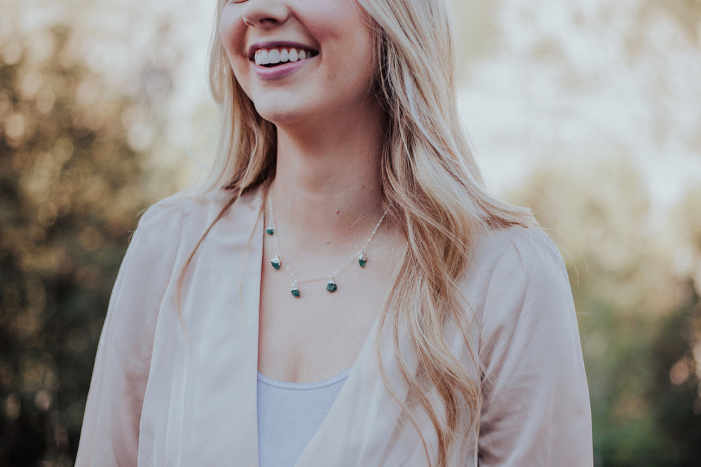 
                  
                    May Raindrops Necklace // Emerald in Rose Gold, Gold, or Silver - Little Sycamore
                  
                