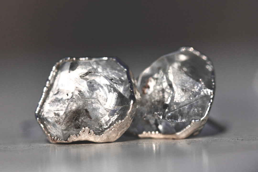 Clarity Studs // Diamond Quartz in Silver - Little Sycamore