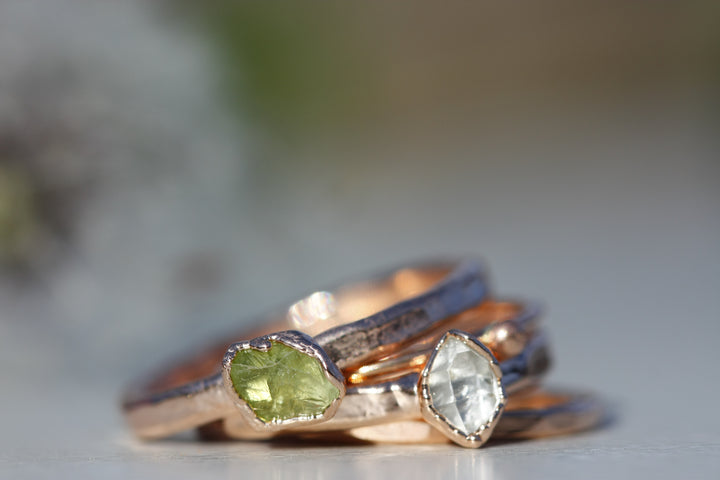 April & Angel Baby Stackable Ring (single stone) // Rose Gold, Gold, or Silver - Little Sycamore